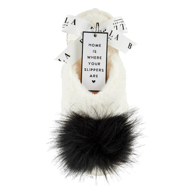 Bella Ivory/Black Plush Slippers