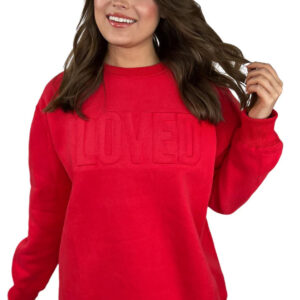 LOVED Embossed Sweatshirt – Red