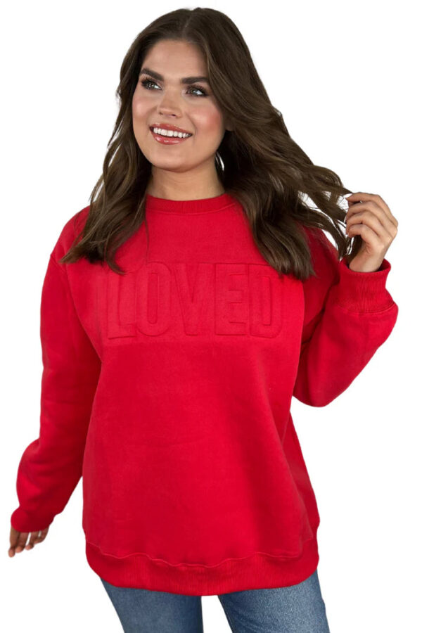 LOVED Embossed Sweatshirt – Red