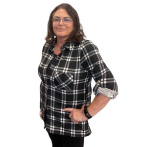 Long Sleeve Plaid Top – Black/White