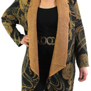 Floral Art Crush Cardigan – Black & Gold