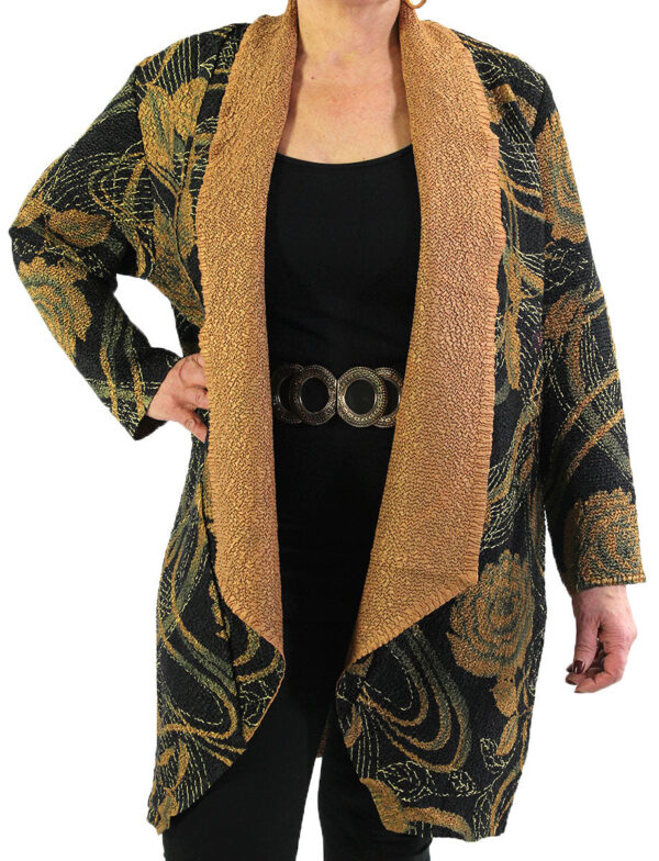 Floral Art Crush Cardigan – Black & Gold