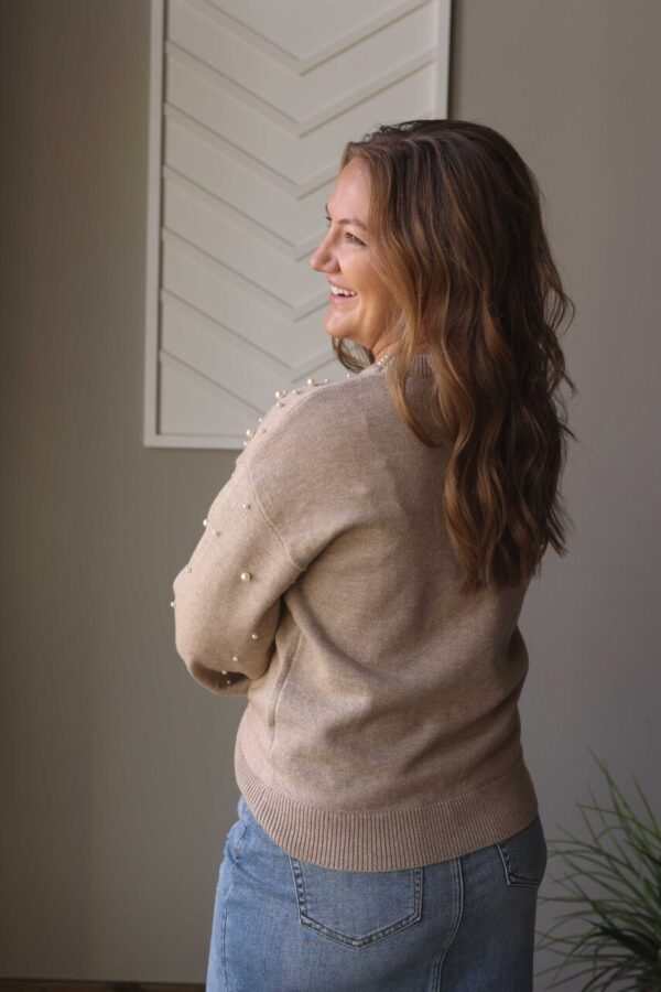 Khaki Pearl Accent Sweater