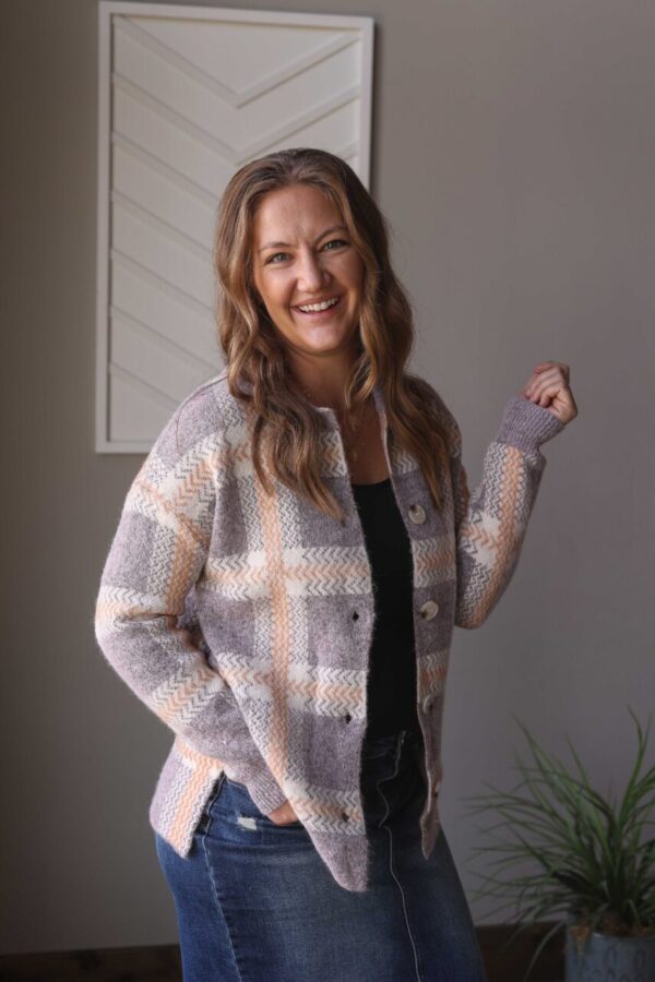 Blue Plaid Cozy Button Up Sweater Cardigan