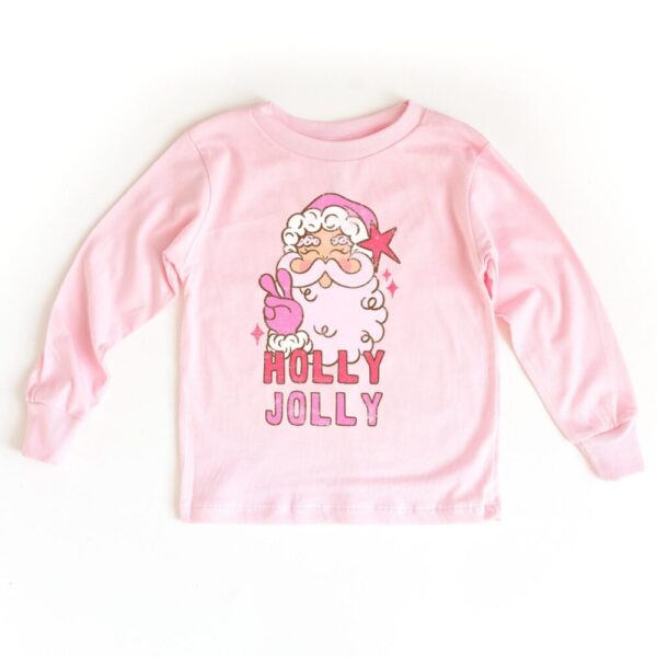 Holly Jolly Santa  Kids Long Sleeve Christmas Shirt