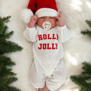 Holly Jolly White / Organic Long Sleeve Jumpsuit