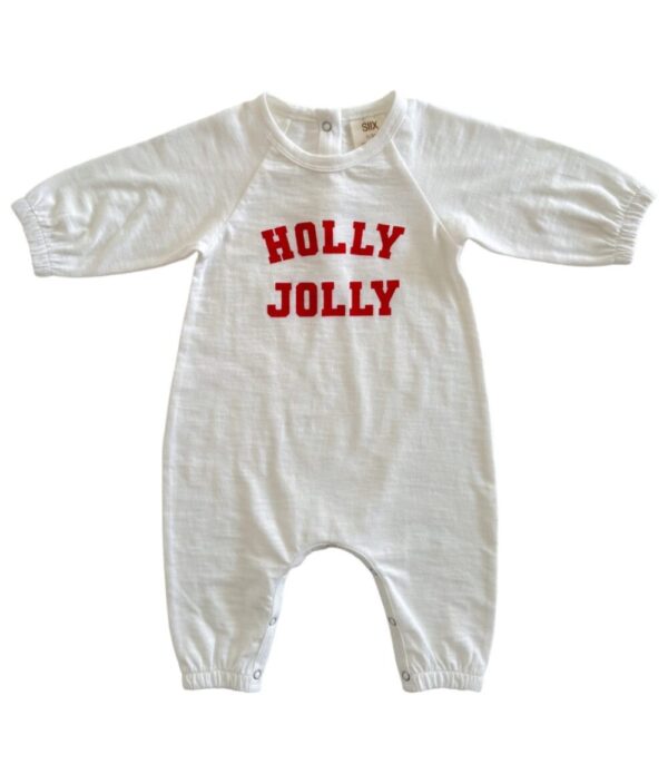 Holly Jolly White / Organic Long Sleeve Jumpsuit