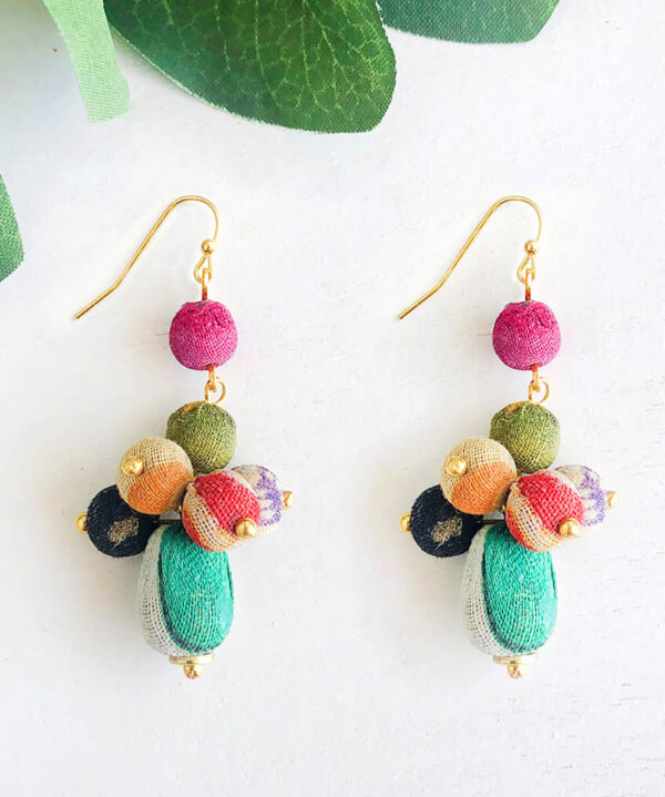 Kantha Tiered Droplet Earrings