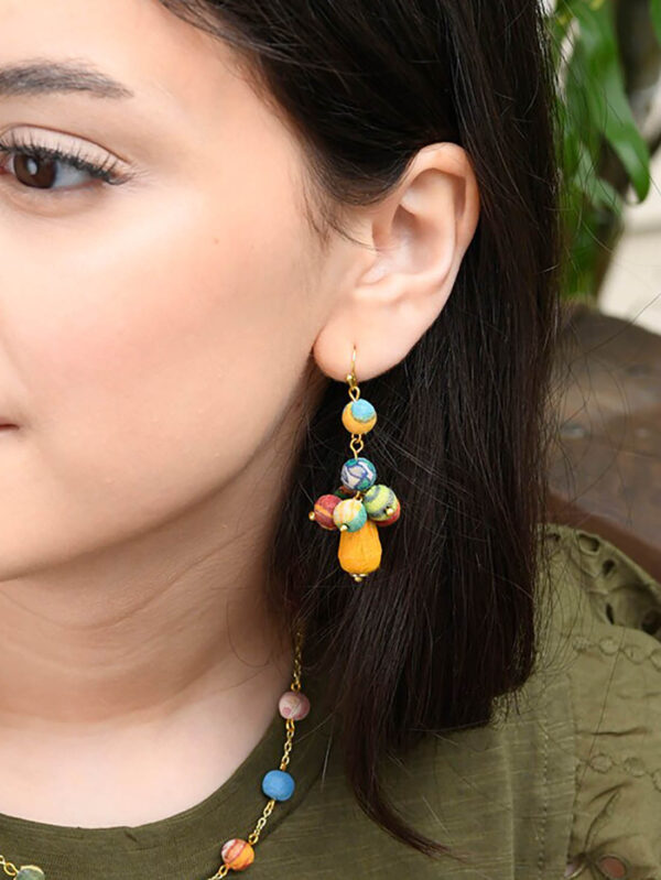 Kantha Tiered Droplet Earrings