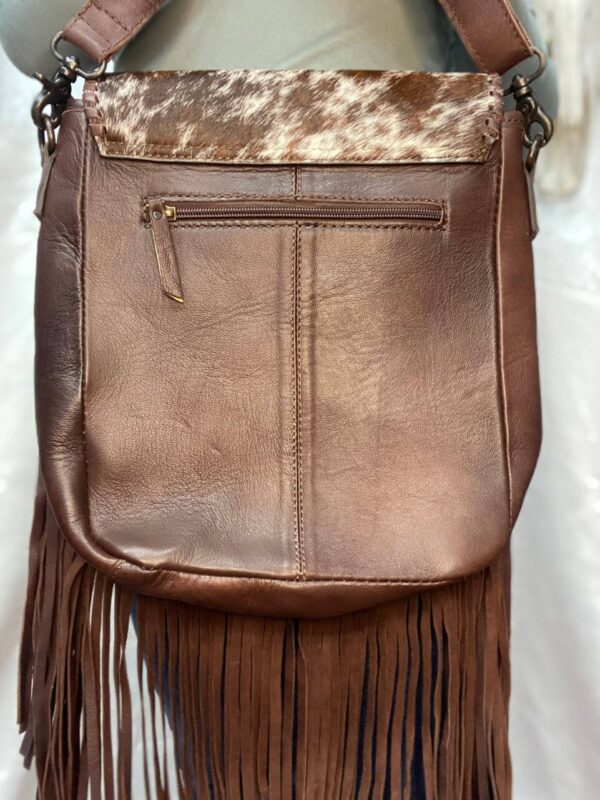 Teal Bucking Horse Cowhide & Fringe Crossbody 