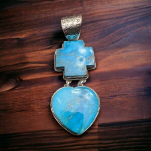 Large Bleeding Heart Turquoise Stone Pendant