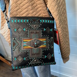 Montana West Aztec Inlay Crossbody – Black