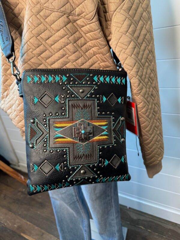 Montana West Aztec Inlay Crossbody – Black