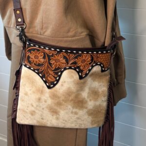 Brown Cowhide Fringe Crossbody