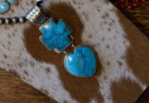 Large Bleeding Heart Turquoise Stone Pendant