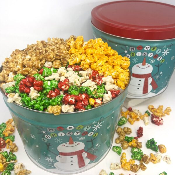 Fun Snowman Gourmet Popcorn Tins