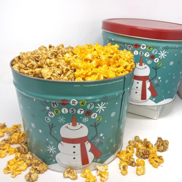 Fun Snowman Gourmet Popcorn Tins