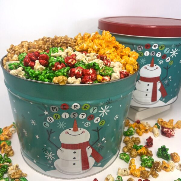 Fun Snowman Gourmet Popcorn Tins