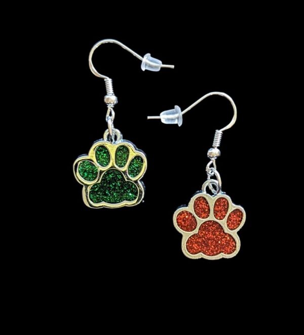 Christmas Paw Print Earrings