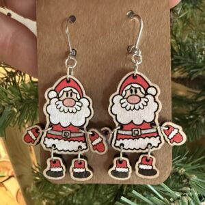 Hand Painted Jointed Santa Earrings