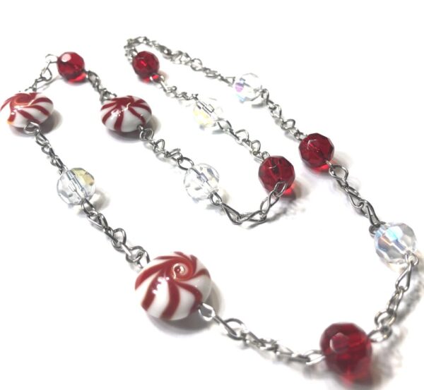 Handmade Peppermint Candy Cane Women’s Christmas Necklace