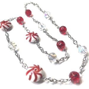 Handmade Peppermint Candy Cane Women’s Christmas Necklace