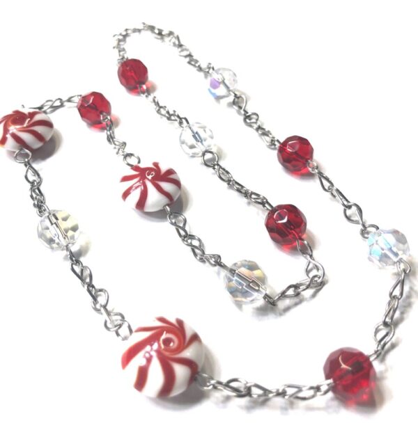 Handmade Peppermint Candy Cane Women’s Christmas Necklace