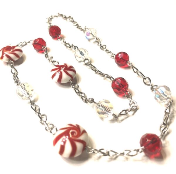 Handmade Peppermint Candy Cane Women’s Christmas Necklace