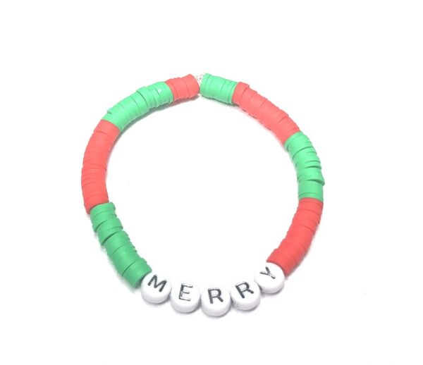 Handmade Red Green Christmas Stretch Bracelet Women Holiday Party