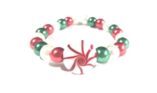 Handmade Peppermint Candy Cane Women’s Stretch Bracelet