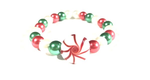 Handmade Peppermint Candy Cane Women’s Stretch Bracelet