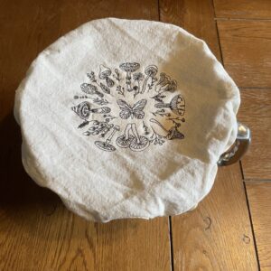 Washable Cloth Bowl Cover on 100% US Cotton – Mushrooms