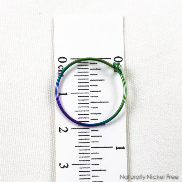 Anodized Niobium Simple Hoop Earrings, Green and Purple, 3/4 inch