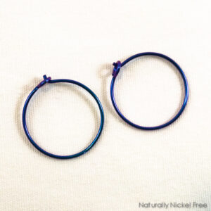 Anodized Niobium Simple Hoop Earrings, “Blurple” 3/4 inch