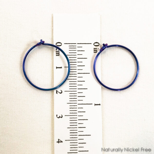 Anodized Niobium Simple Hoop Earrings, “Blurple” 3/4 inch