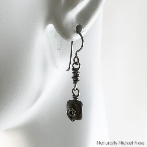 River Creek Jasper Wire Wrapped Niobium Earrings