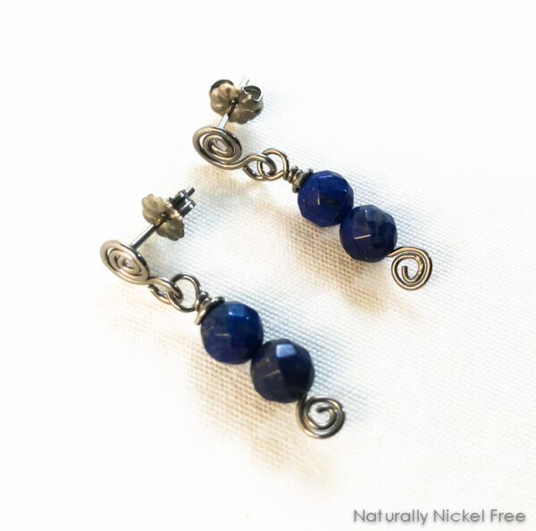 Lapis Lazuli Bead Niobium Post Earrings