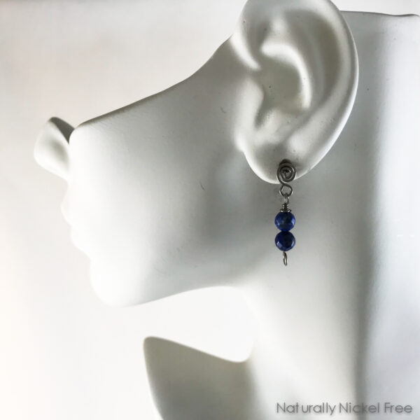 Lapis Lazuli Bead Niobium Post Earrings