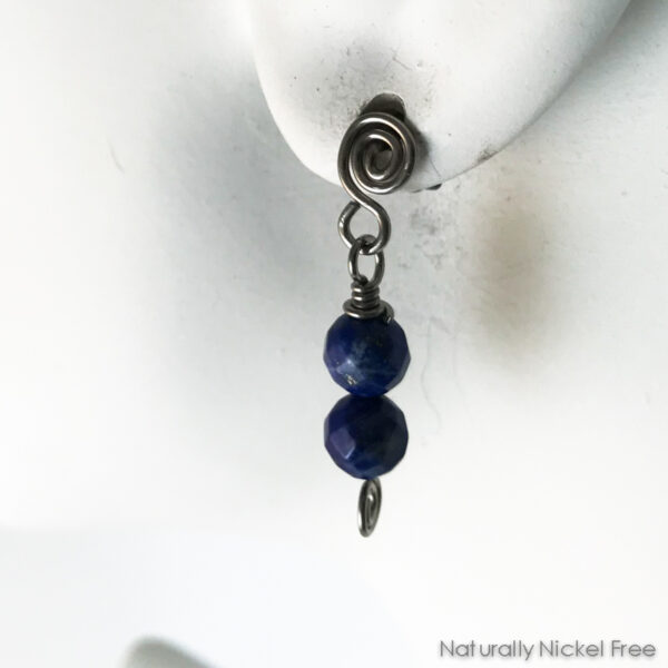 Lapis Lazuli Bead Niobium Post Earrings