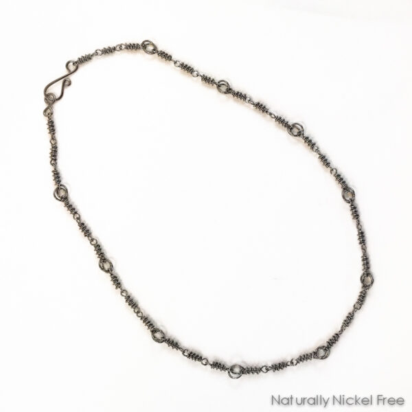 Niobium Chain Necklace with Helix Links, 21 inch