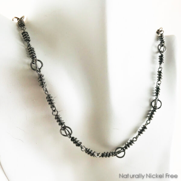 Niobium Chain Necklace with Helix Links, 21 inch