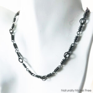 Niobium Chain Necklace with Helix Links, 21 inch