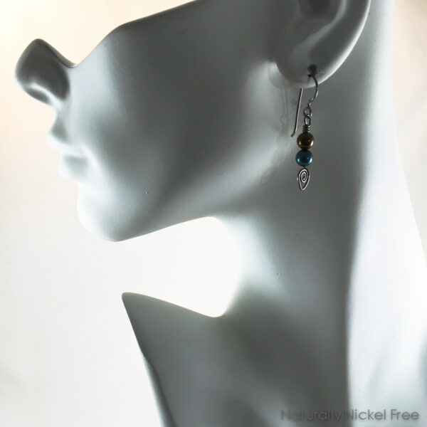 Niobium Earrings with Bubble Pattern Glass Beads