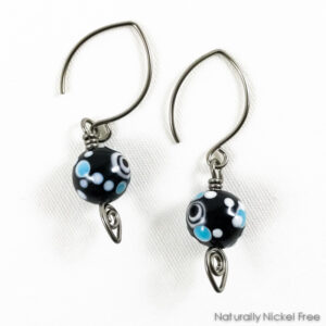 Niobium Earrings with Bubble Pattern Glass Beads