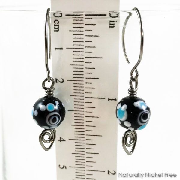 Niobium Earrings with Bubble Pattern Glass Beads