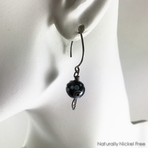 Niobium Earrings with Bubble Pattern Glass Beads