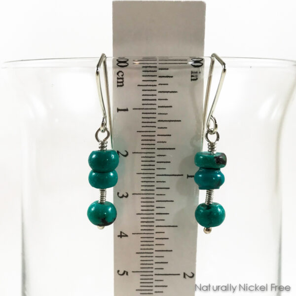 Turquoise Bead Argentium Silver Wirework Dangle Earrings