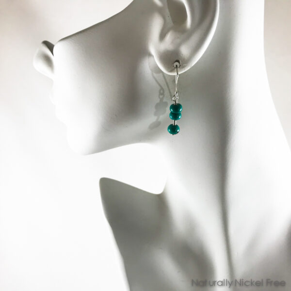 Turquoise Bead Argentium Silver Wirework Dangle Earrings