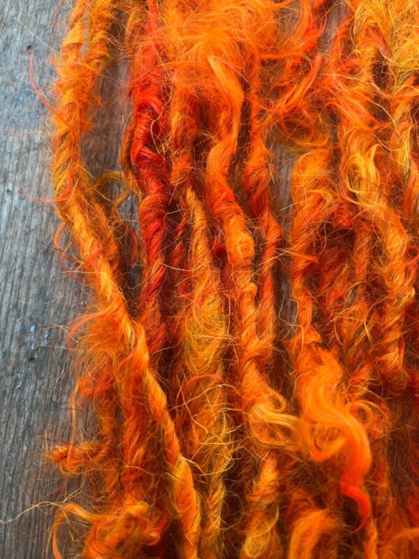 Firestarter, orange mohair art yarn, 20 yards