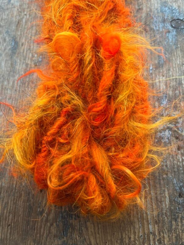 Firestarter, orange mohair art yarn, 20 yards